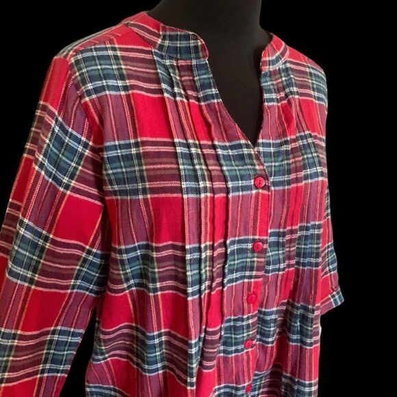 Cotton Flannel Shirt in Red Plaid by CW Classics - Picture 6 of 8